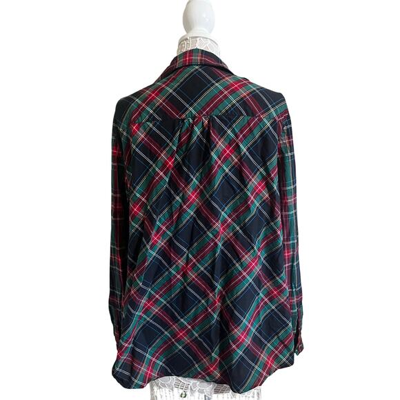 Kim Rogers Holiday Red, Blue, and Green Plaid Button Down Top Women’s XXL EUC - Picture 2 of 6